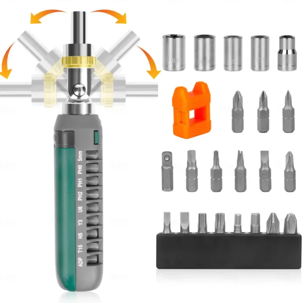 Ratcheting screwdriver set Tool Kit 14-in-1 Screw Driver Set Kit Multi Screwdriver with Magnetic Tip, 180 Degree Adjustable Angle Screwdriver Set Repair Tool