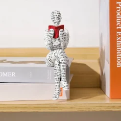 Reading Bookshelf Decor,Reading Woman Figurine,Resin Statue Thinker Style,Abstract Sculptures Figurines for Home Decor Modern Office Shelf Desktop