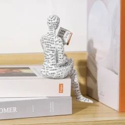 Reading Bookshelf Decor,Reading Woman Figurine,Resin Statue Thinker Style,Abstract Sculptures Figurines for Home Decor Modern Office Shelf Desktop