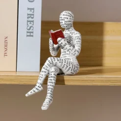 Reading Bookshelf Decor,Reading Woman Figurine,Resin Statue Thinker Style,Abstract Sculptures Figurines for Home Decor Modern Office Shelf Desktop