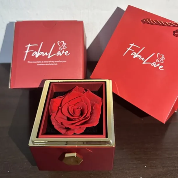 Real Eternal Rose Rotating Gift Box Set Romantic Eternal Flower | Birthday, Mothers Day, Gifts for Women, Valentine's Day Gift