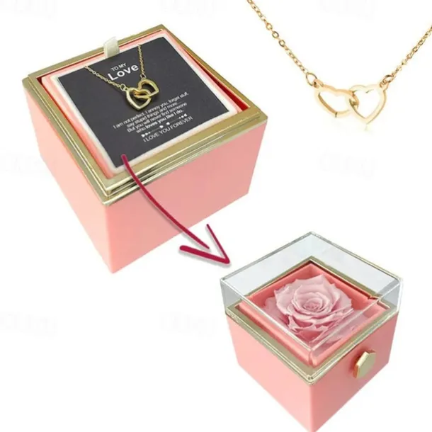 Real Eternal Rose Rotating Gift Box Set Romantic Eternal Flower | Birthday, Mothers Day, Gifts for Women, Valentine's Day Gift