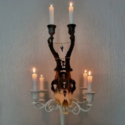 Real Roe Deer Skull Candelabra Dark Interiors Gothic Design Wedding Centrepiece Alternative Home