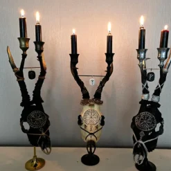 Real Roe Deer Skull Candelabra Dark Interiors Gothic Design Wedding Centrepiece Alternative Home
