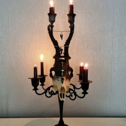 Real Roe Deer Skull Candelabra Dark Interiors Gothic Design Wedding Centrepiece Alternative Home