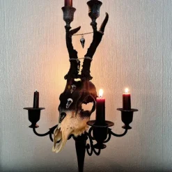 Real Roe Deer Skull Candelabra Dark Interiors Gothic Design Wedding Centrepiece Alternative Home