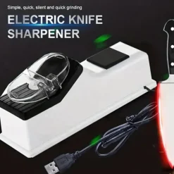 Rechargeable Electric Knife Sharpener - Fast and Automatic Sharpening for Kitchen Knives and Scissors
