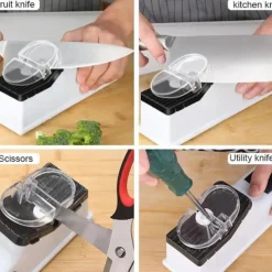 Rechargeable Electric Knife Sharpener - Fast and Automatic Sharpening for Kitchen Knives and Scissors