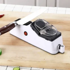 Rechargeable Electric Knife Sharpener - Fast and Automatic Sharpening for Kitchen Knives and Scissors
