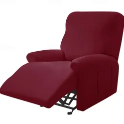 Recliner Cover Arm Chair Burgundy Recliner Covers Slipcover Stretch Couch Cover Washable Chair Cover Protector for Dogs Pet(1 Backrest Cover, 1 Seat Cover, 2 Armrest Cover)