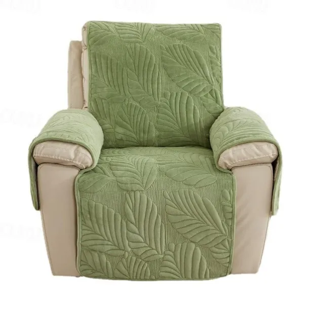 Recliner Covers for Pets Slipcover Sage Green Sofa Cover Leaf Jacquard Sofa Couch Cover Furniture Protector with Elastic Straps for Pets Kids Children Dog Cat