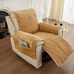 Recliner Covers for Pets Slipcover Sage Green Sofa Cover Leaf Jacquard Sofa Couch Cover Furniture Protector with Elastic Straps for Pets Kids Children Dog Cat