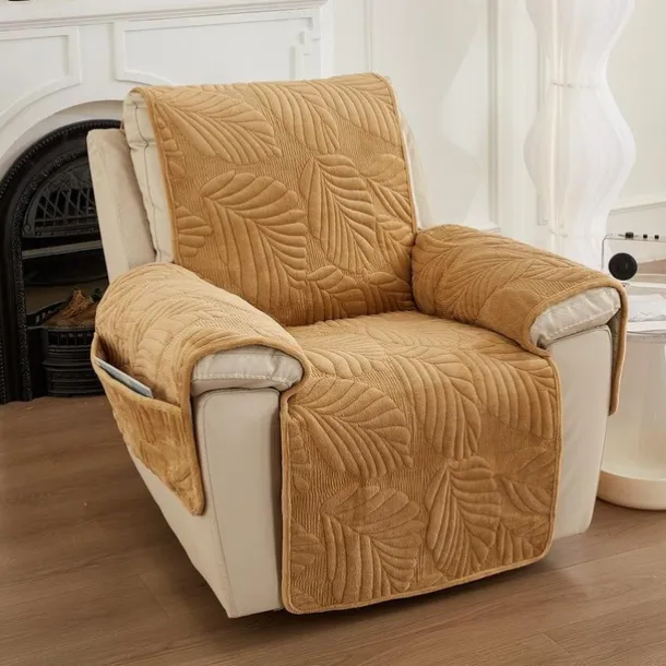 Recliner Covers for Pets Slipcover Sage Green Sofa Cover Leaf Jacquard Sofa Couch Cover Furniture Protector with Elastic Straps for Pets Kids Children Dog Cat