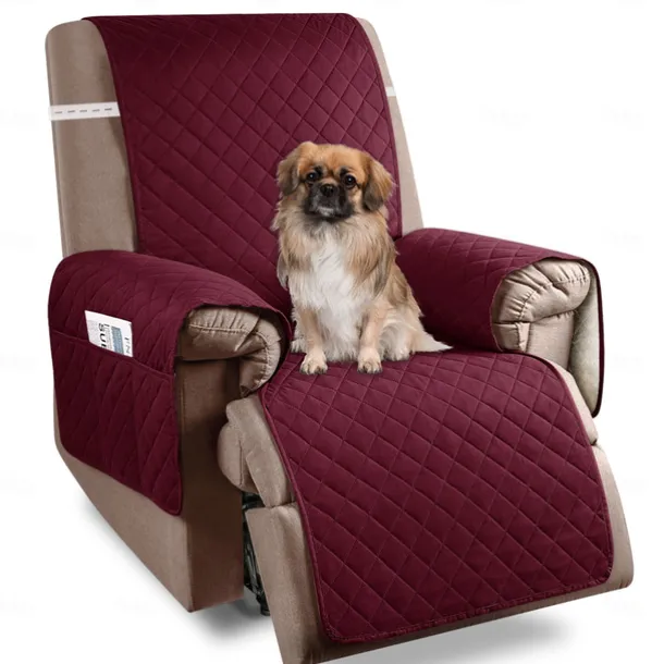 Recliner Covers Nonslip Recliner Chair Covers for Reclining Chair with Pockets, Quilted Thick Recliner Slipcovers for Pets and Kids