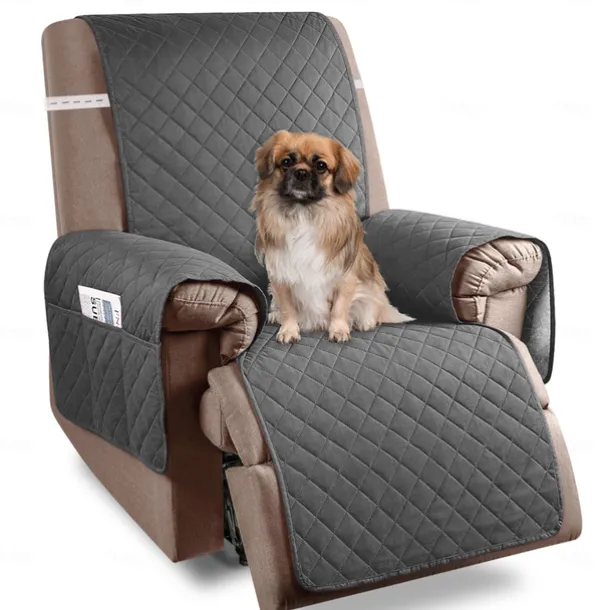 Recliner Covers Nonslip Recliner Chair Covers for Reclining Chair with Pockets, Quilted Thick Recliner Slipcovers for Pets and Kids
