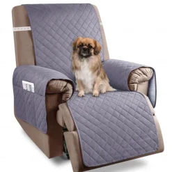 Recliner Covers Nonslip Recliner Chair Covers for Reclining Chair with Pockets, Quilted Thick Recliner Slipcovers for Pets and Kids