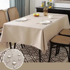 Rectangle Table Cloth Linen Farmhouse Tablecloth Waterproof Anti-Shrink Soft and Wrinkle Resistant Decorative Fabric Table Cover for Kitchen