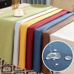 Rectangle Table Cloth Linen Farmhouse Tablecloth Waterproof Anti-Shrink Soft and Wrinkle Resistant Decorative Fabric Table Cover for Kitchen
