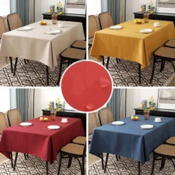 Rectangle Table Cloth Linen Farmhouse Tablecloth Waterproof Anti-Shrink Soft and Wrinkle Resistant Decorative Fabric Table Cover for Kitchen