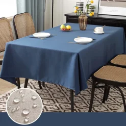 Rectangle Table Cloth Linen Farmhouse Tablecloth Waterproof Anti-Shrink Soft and Wrinkle Resistant Decorative Fabric Table Cover for Kitchen