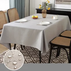 Rectangle Table Cloth Linen Farmhouse Tablecloth Waterproof Anti-Shrink Soft and Wrinkle Resistant Decorative Fabric Table Cover for Kitchen