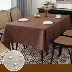 Rectangle Table Cloth Linen Farmhouse Tablecloth Waterproof Anti-Shrink Soft and Wrinkle Resistant Decorative Fabric Table Cover for Kitchen