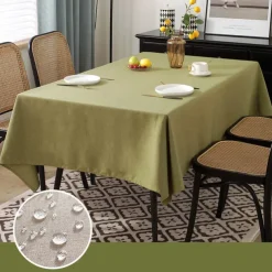 Rectangle Table Cloth Linen Farmhouse Tablecloth Waterproof Anti-Shrink Soft and Wrinkle Resistant Decorative Fabric Table Cover for Kitchen
