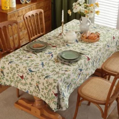 Rectangle Tablecloth Vintage Floral Jacquard Table Cloths with Tassels Cotton Linen Table Covers for Dinner Parties Outdoor Decoration
