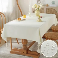 Rectangle Tablecloth Waterproof Table Cloth Stain Resistant Table Cloth Wrinkle Free Fabric Washable Cotton Linen Table Cover for Dining Party Holiday Decor