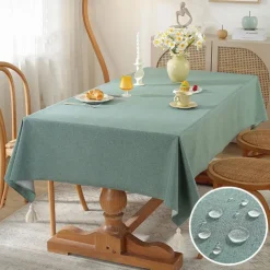 Rectangle Tablecloth Waterproof Table Cloth Stain Resistant Table Cloth Wrinkle Free Fabric Washable Cotton Linen Table Cover for Dining Party Holiday Decor