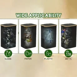 Recycling Bin Set with Removable Storage Bag, 26 Gallon / 100L Foldable Bottle Recycling Station for Glass, Paper, Plastic, Cans and Metal, Large Capacity Waste Sorting Container for Home or Kitchen