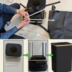 Recycling Bin Set with Removable Storage Bag, 26 Gallon / 100L Foldable Bottle Recycling Station for Glass, Paper, Plastic, Cans and Metal, Large Capacity Waste Sorting Container for Home or Kitchen