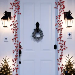 Red Berry Garland Christmas Decoration - Artificial Red Berry Garland with Bendable Stems for Holiday Fireplace Stairs Table Decorations
