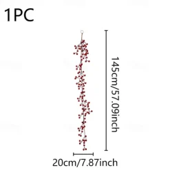 Red Berry Garland Christmas Decoration - Artificial Red Berry Garland with Bendable Stems for Holiday Fireplace Stairs Table Decorations