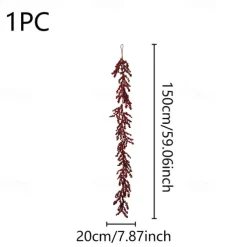 Red Berry Garland Christmas Decoration - Artificial Red Berry Garland with Bendable Stems for Holiday Fireplace Stairs Table Decorations