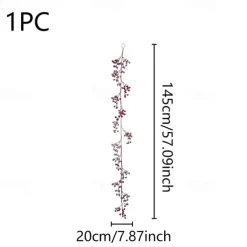 Red Berry Garland Christmas Decoration - Artificial Red Berry Garland with Bendable Stems for Holiday Fireplace Stairs Table Decorations