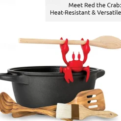 Red Crab Silicone Tableware Holder Stove Silicone Spoon Holder Heat-Resistant Bracket Anti Slip Spoon Holder Stove Steam Release Device
