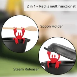 Red Crab Silicone Tableware Holder Stove Silicone Spoon Holder Heat-Resistant Bracket Anti Slip Spoon Holder Stove Steam Release Device