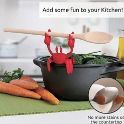 Red Crab Silicone Tableware Holder Stove Silicone Spoon Holder Heat-Resistant Bracket Anti Slip Spoon Holder Stove Steam Release Device