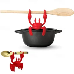 Red Crab Silicone Tableware Holder Stove Silicone Spoon Holder Heat-Resistant Bracket Anti Slip Spoon Holder Stove Steam Release Device