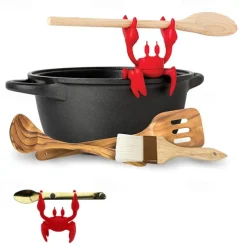 Red Crab Silicone Tableware Holder Stove Silicone Spoon Holder Heat-Resistant Bracket Anti Slip Spoon Holder Stove Steam Release Device