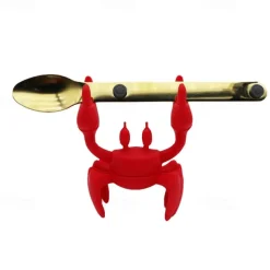Red Crab Silicone Tableware Holder Stove Silicone Spoon Holder Heat-Resistant Bracket Anti Slip Spoon Holder Stove Steam Release Device