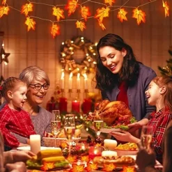 Red Maple Leaf USB String Lights Halloween Thanksgiving and Fall Decorations for Home Party and Autumn Atmosphere Decoration