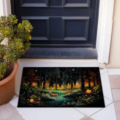 Reindeer Forest Doormat Floor Mats Washable Rugs Kitchen Mat Non-Slip Oil Proof Rug Indoor Outdoor Mat Bedroom Decor Bathroom Mat Entrance Rug