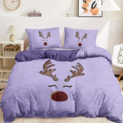 Reindeer Print Duvet Cover Set 100% Cotton Soft and Cozy Bedding Set with Holiday Reindeer Design Perfect for Winter Season Stylish Bedroom Decor Easy Care Machine Washable
