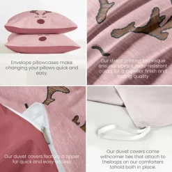 Reindeer Print Duvet Cover Set 100% Cotton Soft and Cozy Bedding Set with Holiday Reindeer Design Perfect for Winter Season Stylish Bedroom Decor Easy Care Machine Washable