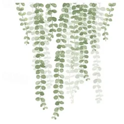 Removable Green Plant Wall Stickers DIY Green Leaves Wall Decals Hanging Tree Vine Wall Decor for Living Room Kids Girls Baby Bedroom Office Nursery Home Walls Decoration 30x90cm