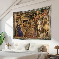 Renaissance Hanging Tapestry Wall Art Large Tapestry Mural Decor Photograph Backdrop Blanket Curtain Home Bedroom Living Room Decoration Adoration of the Magi