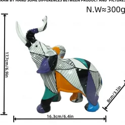Resin Colorful Elephant Statue, Colorful Art Elephant Sculptures Colorful Elephant Decor Feng Shui Ornament Elephants Animal Sculpture For Kitchen Office Shelf Home Decor, For Home Office Desktop Room