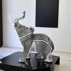 Resin Colorful Elephant Statue, Colorful Art Elephant Sculptures Colorful Elephant Decor Feng Shui Ornament Elephants Animal Sculpture For Kitchen Office Shelf Home Decor, For Home Office Desktop Room